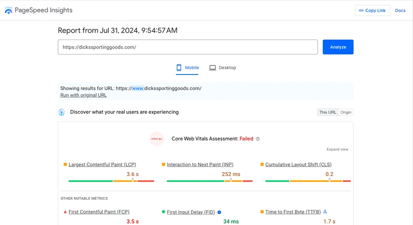 seo ranking factors google pagespeed insights