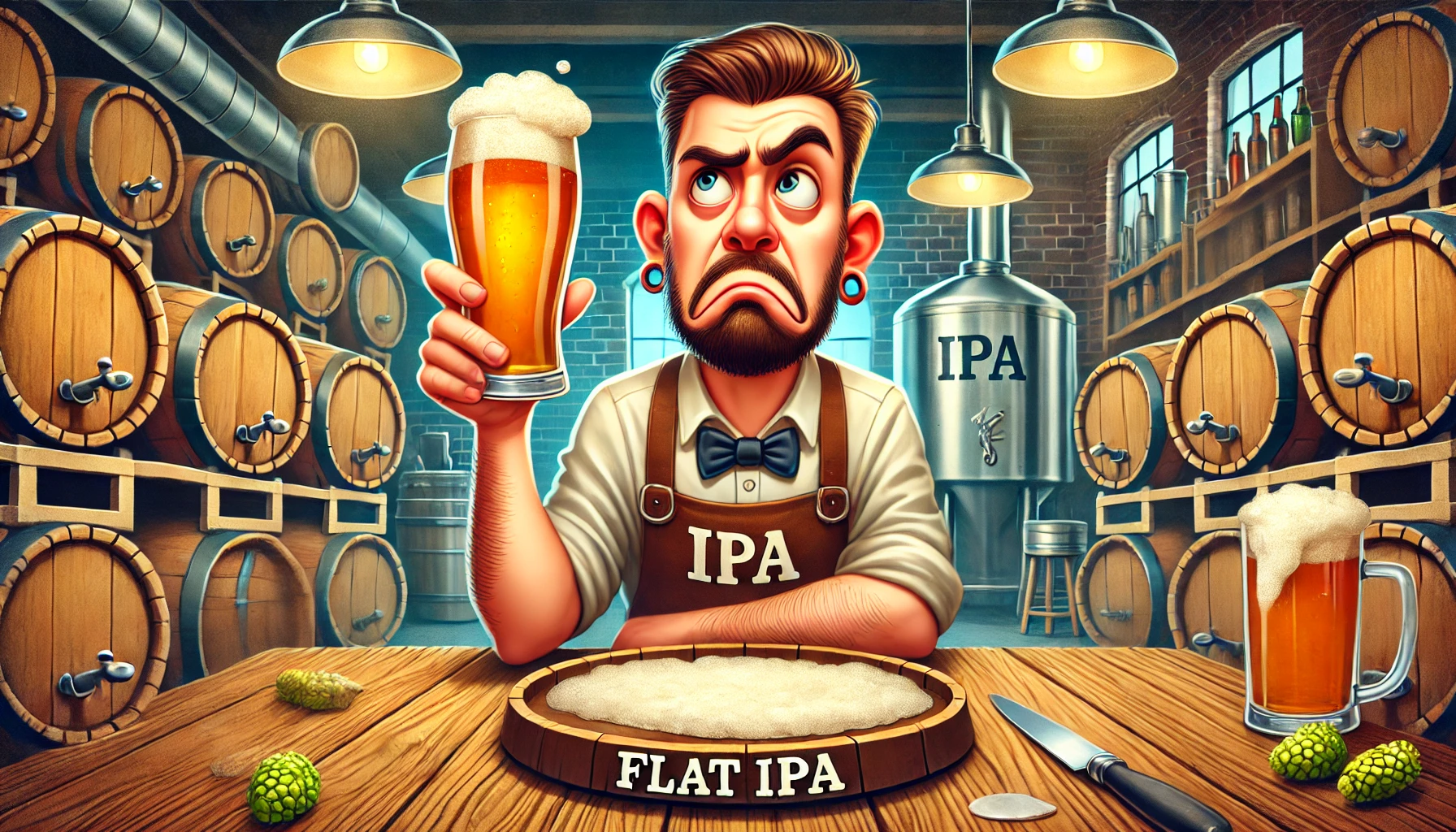 patron business owner drinking flat ipa beer