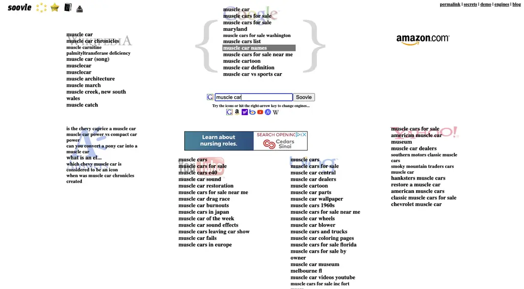 screenshot of soovie keyword research tool