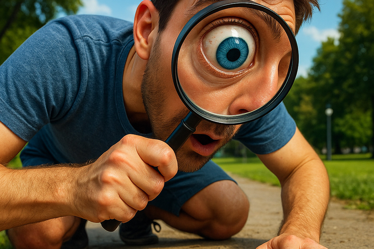 Blu the Cow examining a <meta> tag with a magnifying glass